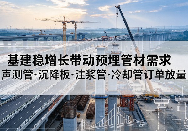 咸宁基建稳增长带动预埋监测管材需求，声测管、沉降板、注浆管订单持续放量